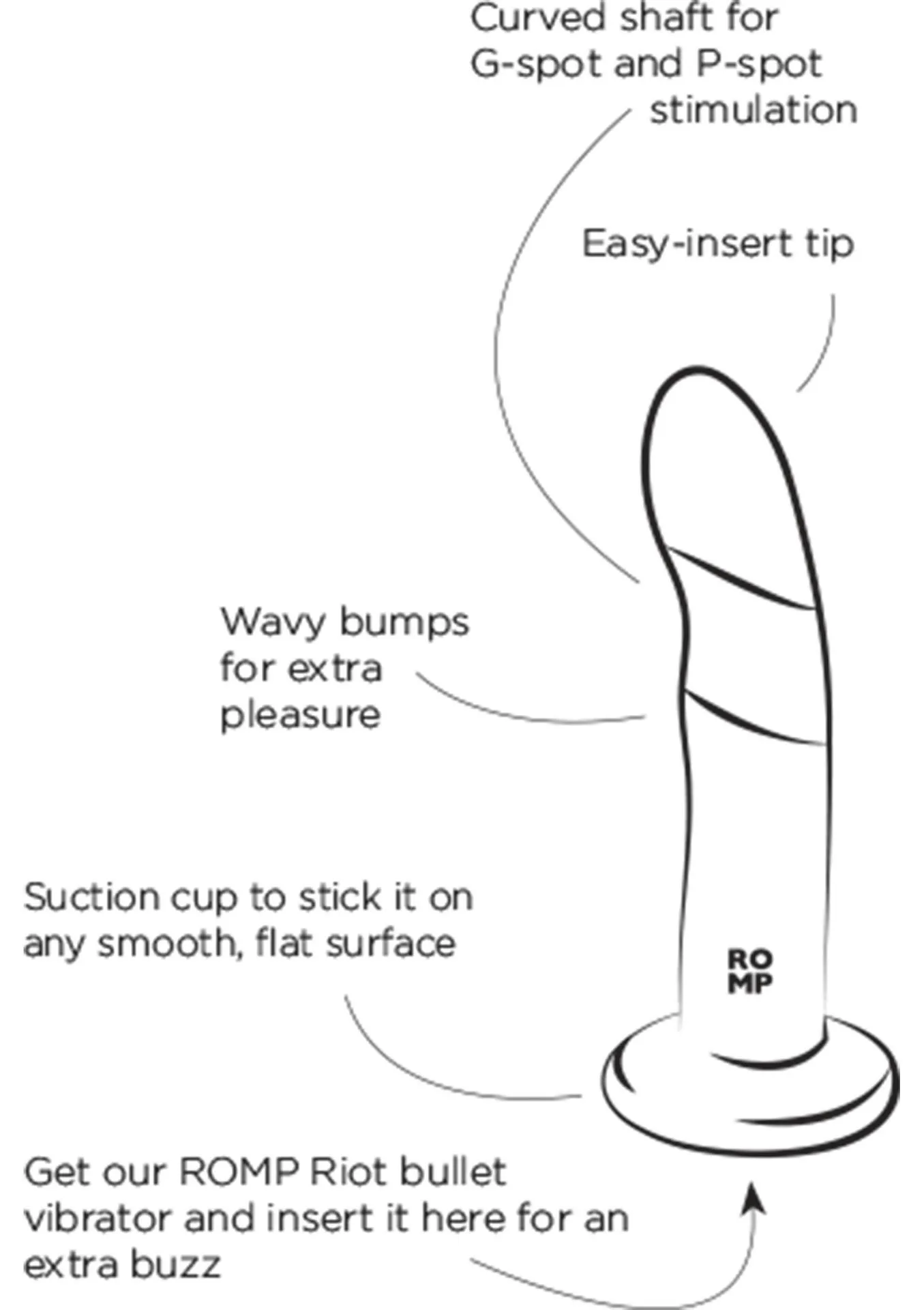 Romp Piccolo - Dildo, Niebieski, 14 cm