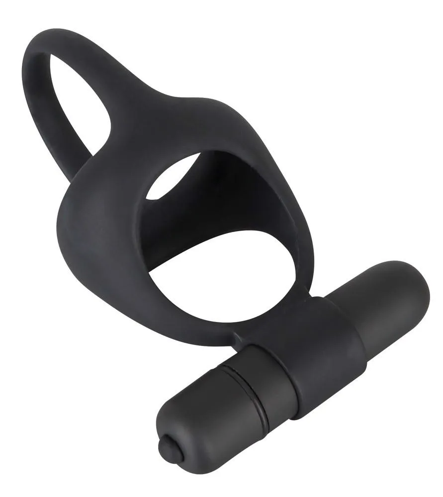 Black Velvets Cock & Ball Ring - Pierścień wibracyjny, Czarny, 7 cm