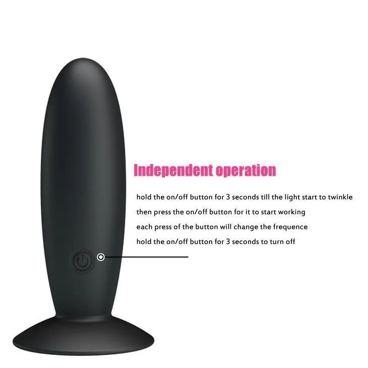 Анальна пробка Pretty Love Butt Plug Massager, 11 см (чорний)
