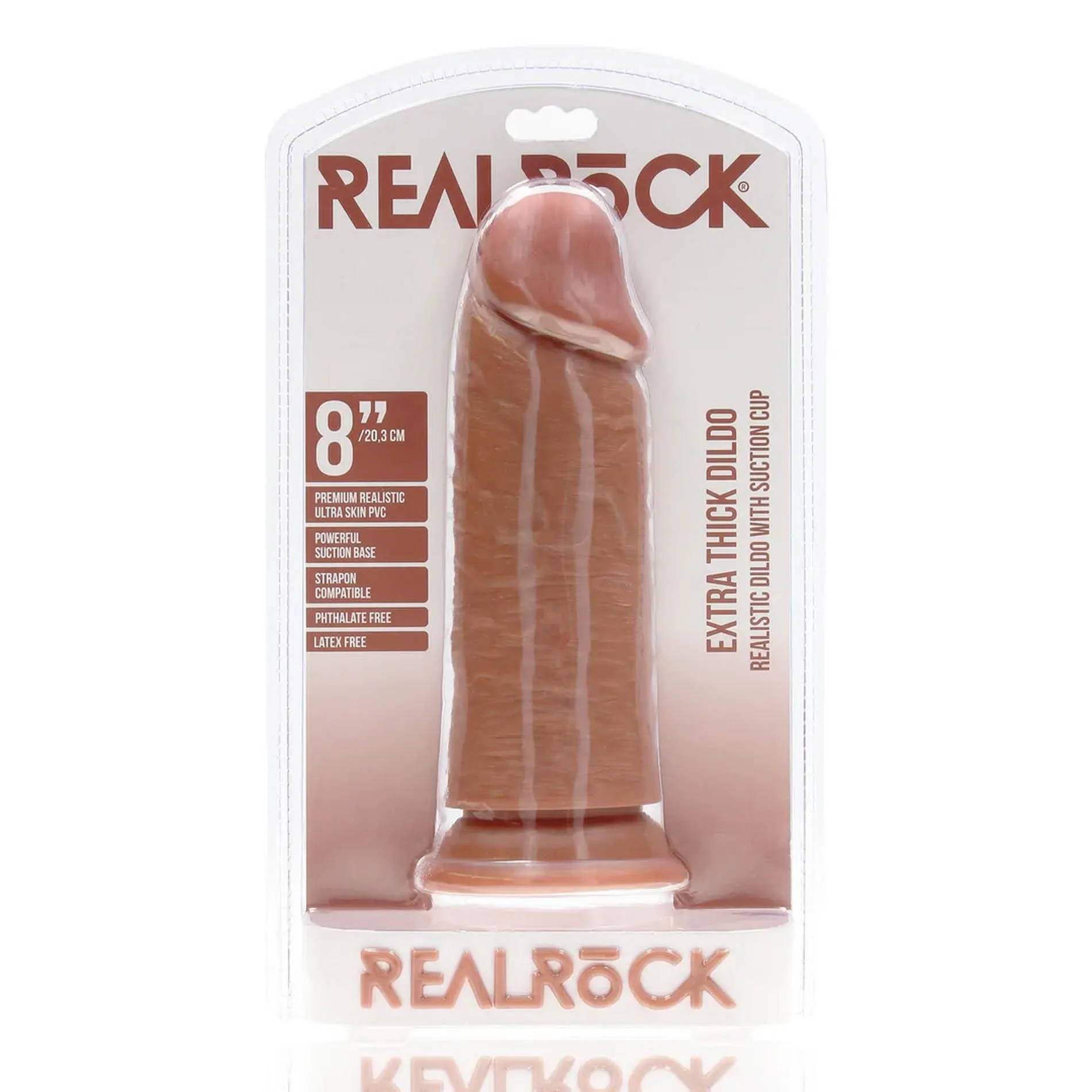 Фаллоимитатор RealRock Extra Thick Straight, 20.3 см (коричневый)