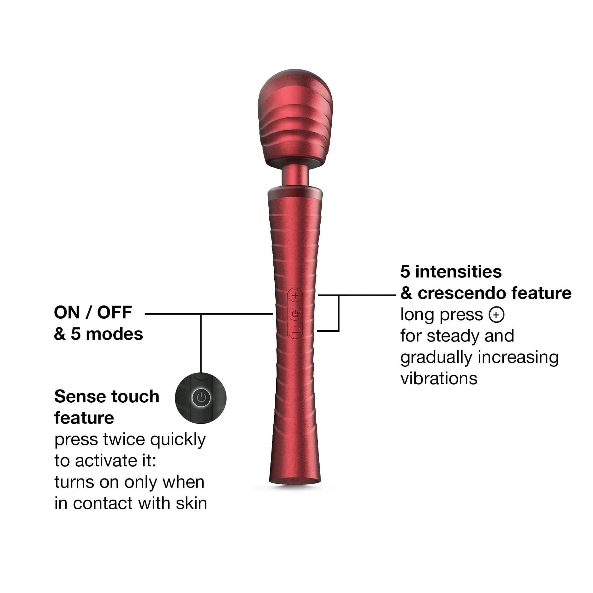 Dorcel Man.wand Edgy - Wibromasażer, Czerwony, 30 cm