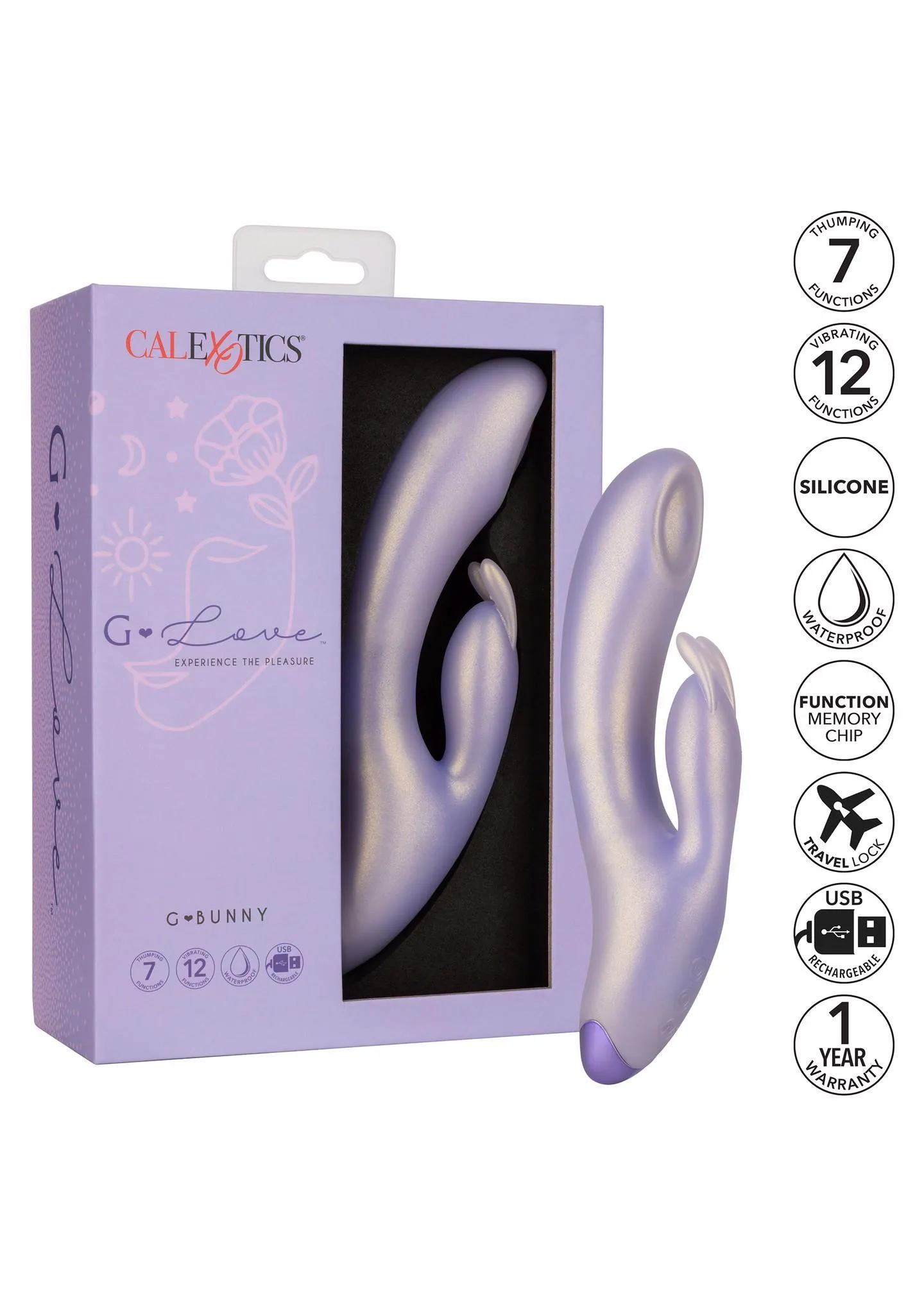 CalExotics G-Love G-Bunny - Wibrator królik, Fioletowy, 19 cm