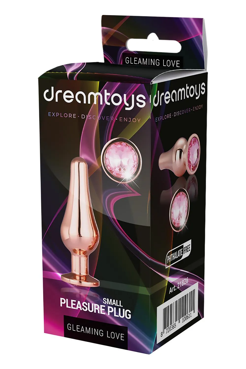 Dream Toys Gleaming Love Small Gold Pleasure Plug - Korek analny, Różowy, 9 cm, S