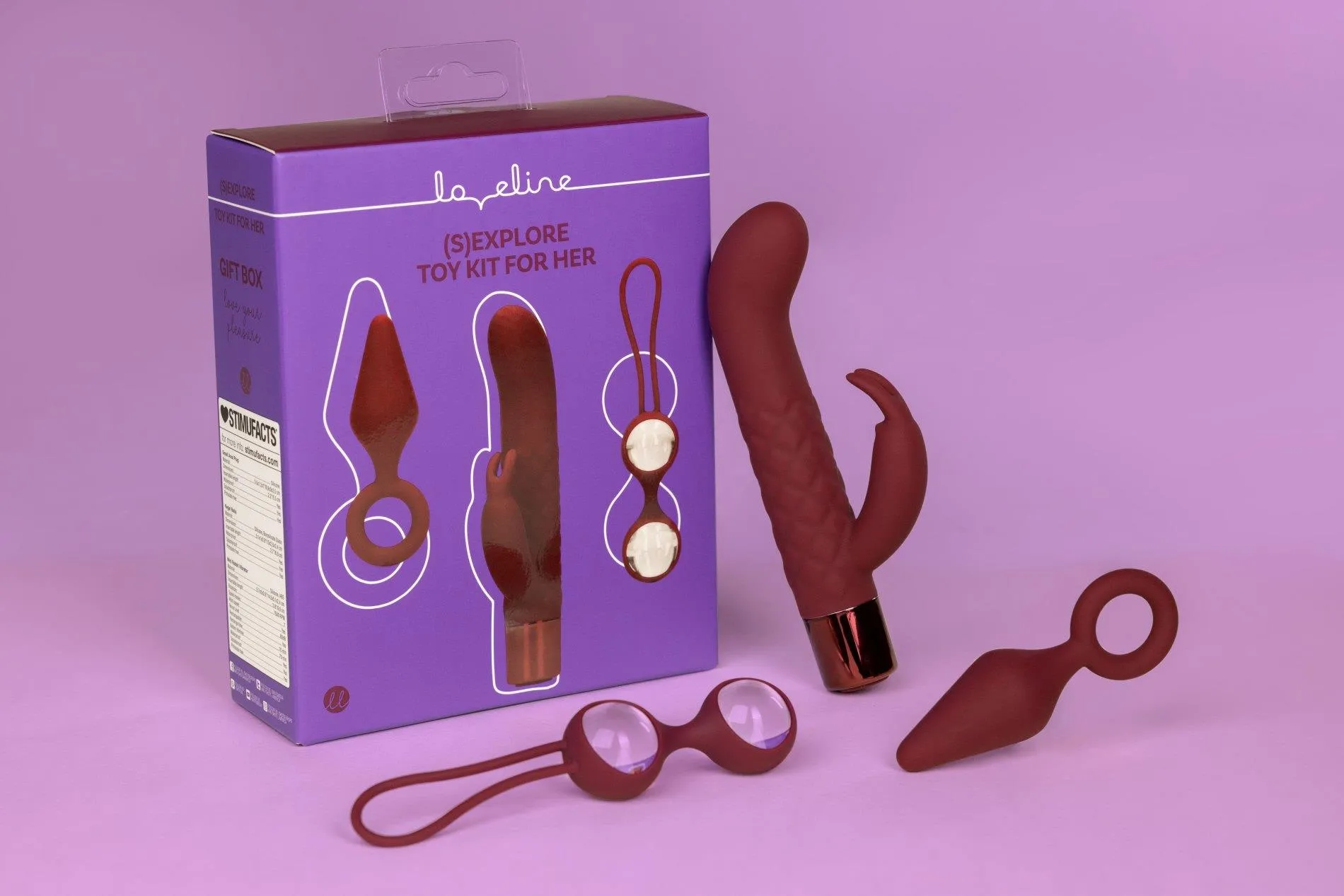 (S)explore Toy Kit for Her - Zestaw zabawek erotycznych, Bordоwy