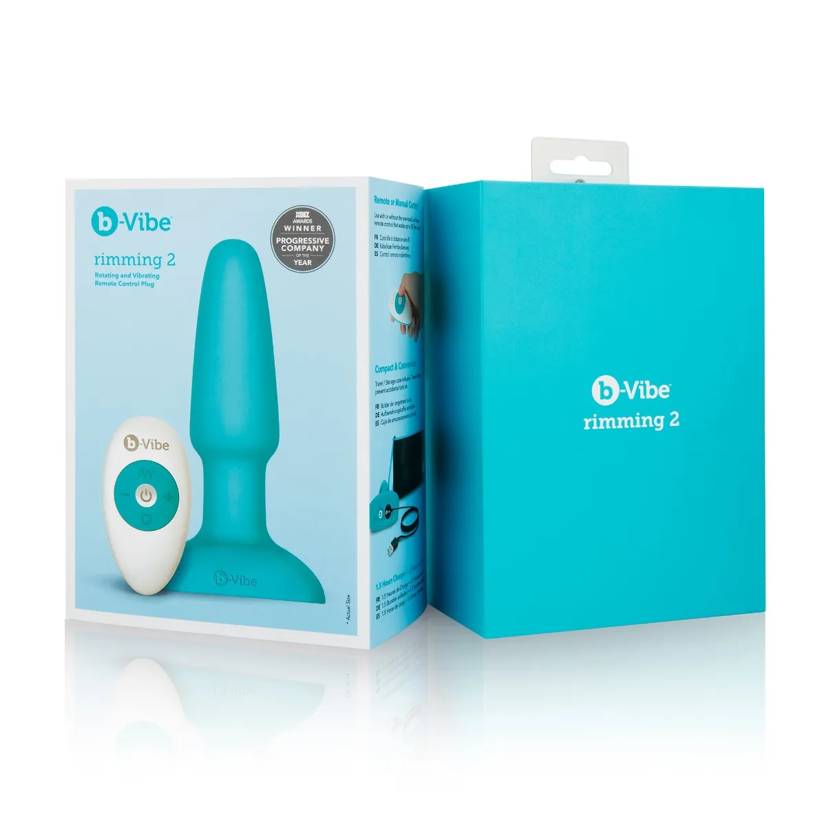 Анальная пробка B-Vibe Rimming Plug 2, 15 см (бирюзовый)