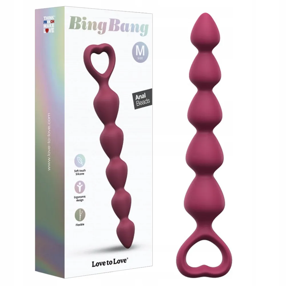 Love to Love Bing Bang M Plum Star - Łańcuszek analny, Bordоwy, 18, 5 cm, M