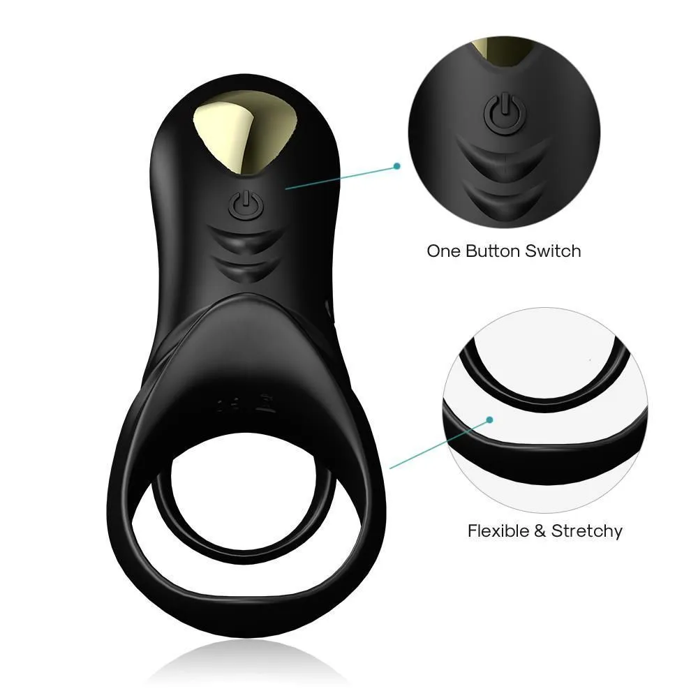 B - Series Joy Ranger - Wibrująca nakładka na penisa, Czarny, 10.9 cm