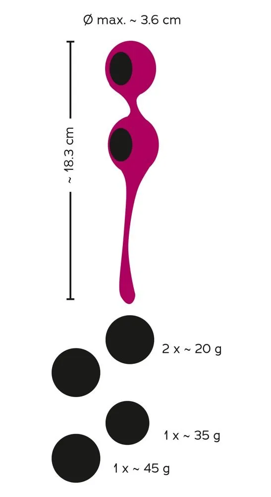 Вагінальні кульки Sweet Smile Kegel Training Balls With Extra Weights, 18,3 см (бордовий)
