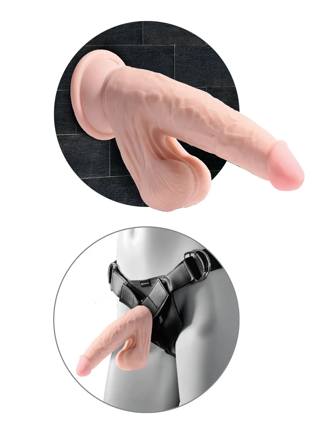 Фаллоімітатор King Cock 3D Cock Swinging Balls, 26 см (тілесний)