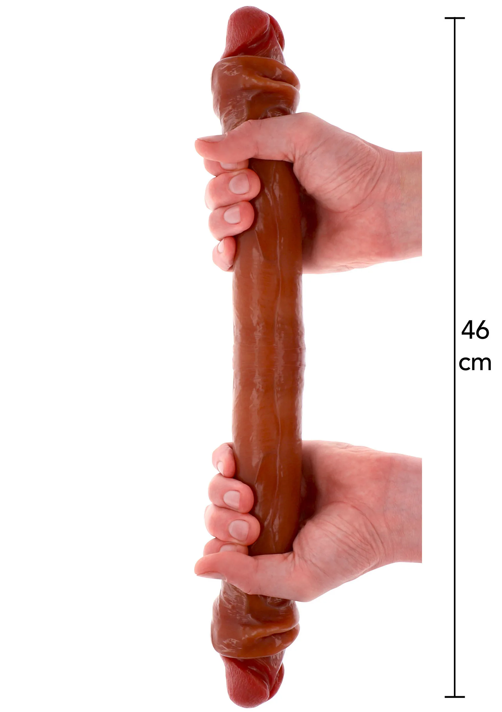 Get Real Foreskin Double Dong - Dildo, Brązowy, 46 cm
