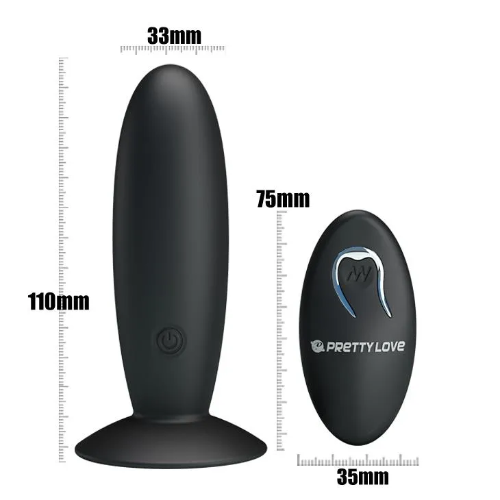 Анальна пробка Pretty Love Remote Control Vibrating, 11 см (черный)