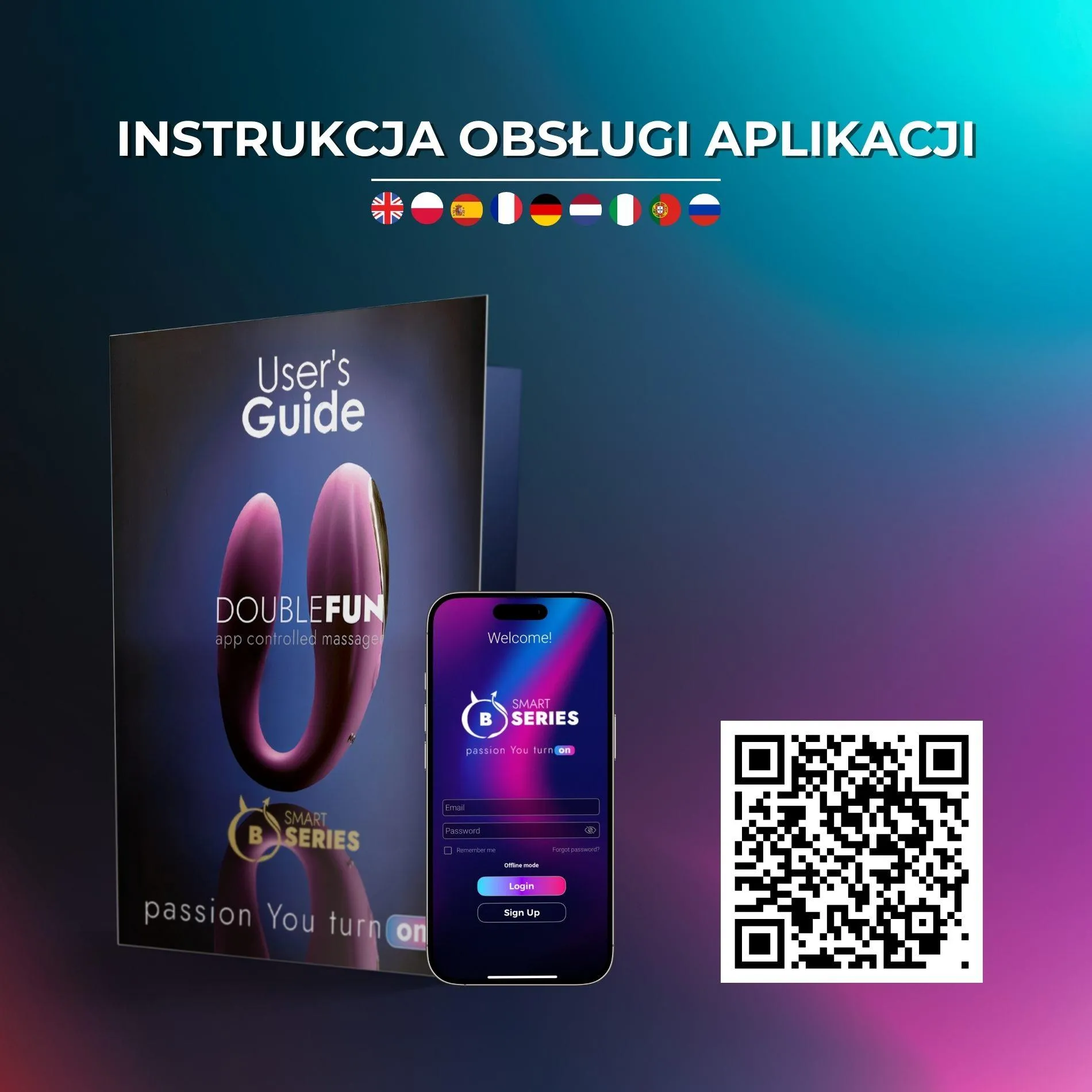 B - Series Smart Double Fun App - Wibrator, Fioletowy, 8.3 cm