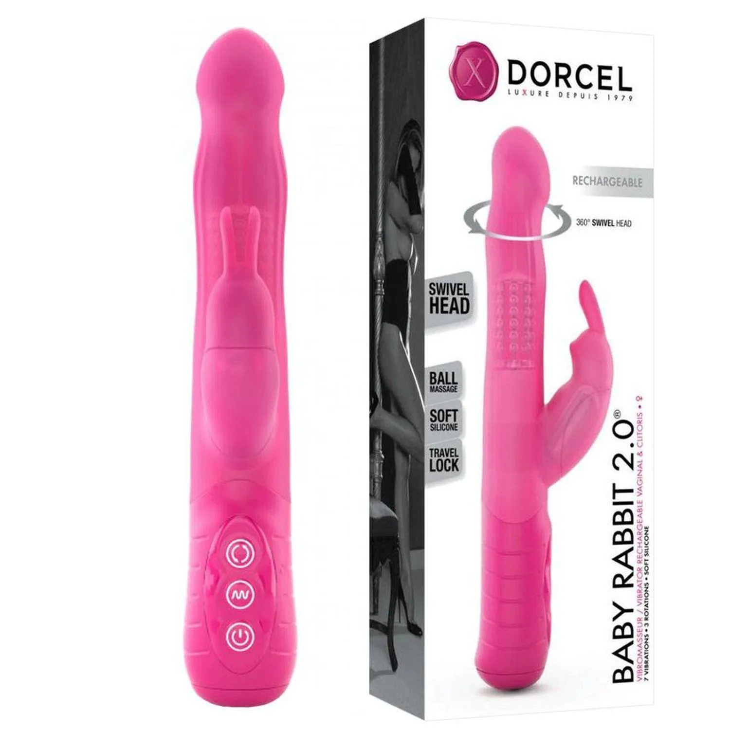 Dorcel Baby Rabbit 2.0 - Wibrator królik, Różowy, 22 cm