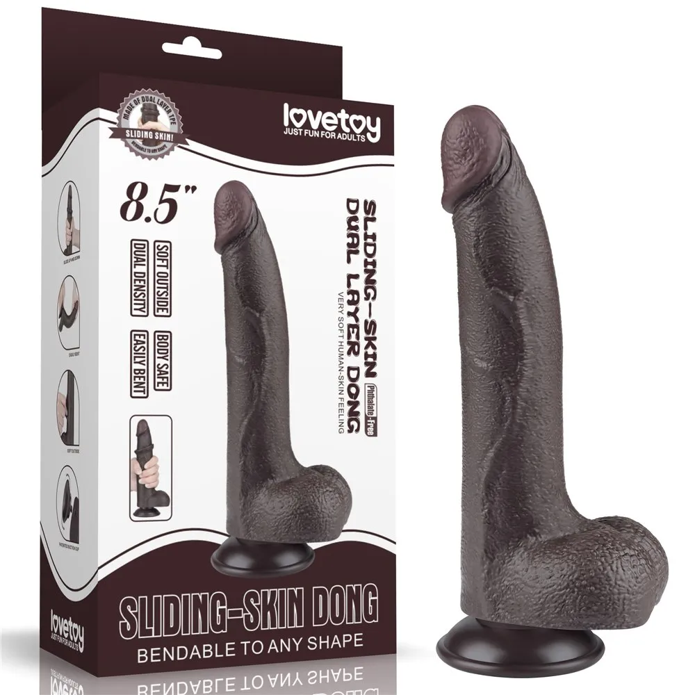 Фаллоимитатор Sliding-Skin Dual Layer Dong 8.5'', 22 см (черный)