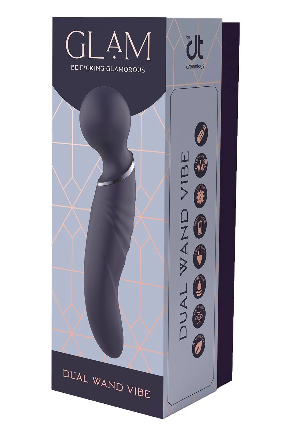 Dream Toys Glam Dual Wand Vibe - Wibromasażer, Niebieski, 21.5 cm