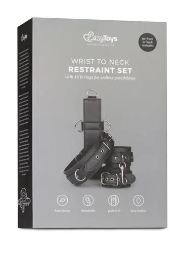 BDSM набор EasyToys Neck and Wrist Restraint (черный)