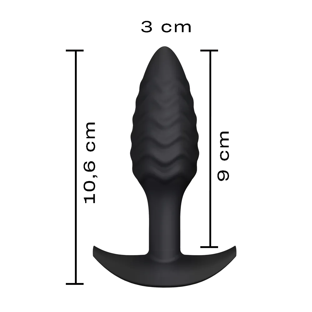 Анальная пробка Dorcel Wavy Plug, 10,6 см (черный)
