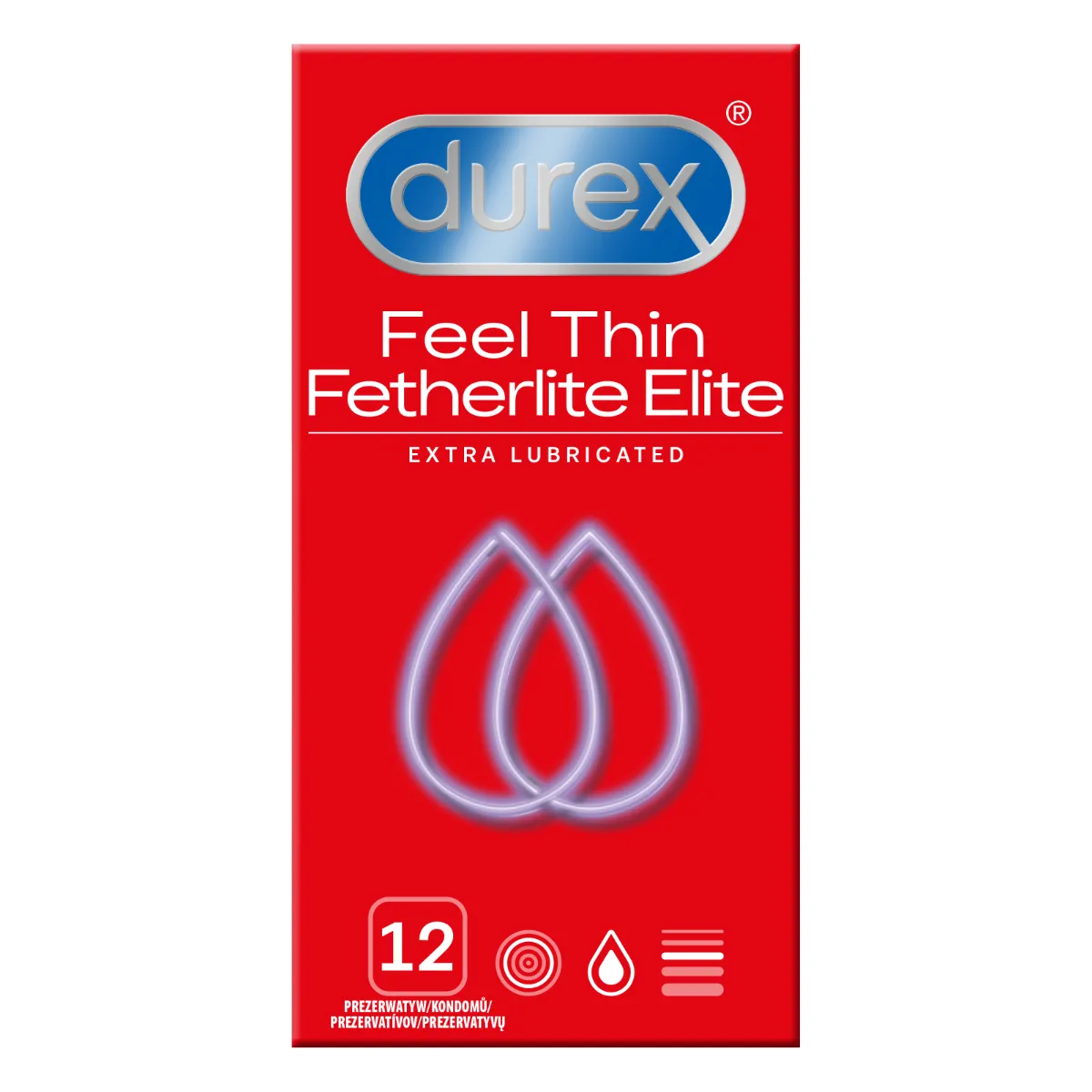 Durex Feel Thin Fetherlite Elite - Prezerwatywy, Przezroczysty, 19.5 cm