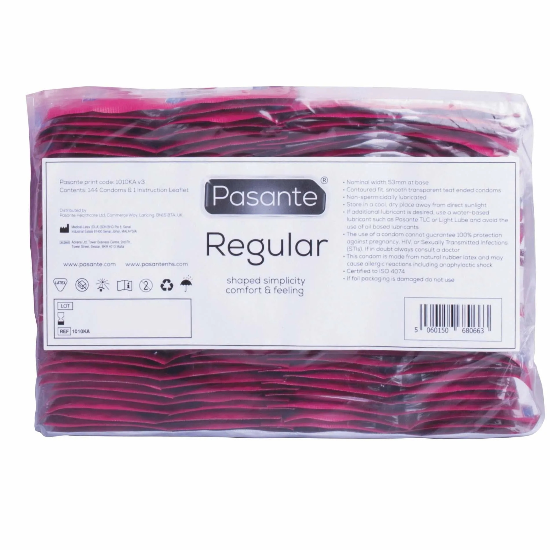 Pasante Regular - Prezerwatywy, Przezroczysty, Bezzapachowy, 19 cm