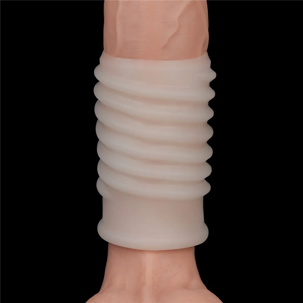 Lovetoy Knights Ring Vibrating Spiral - Nakładka na penisa, Biały, 10 cm