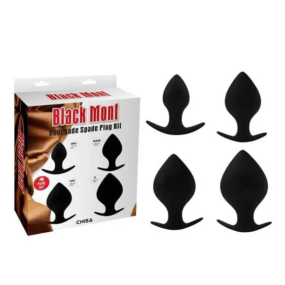 Набор секс-игрушек Black Mont Renegade Spade Plug Kit, 4 шт (черный)