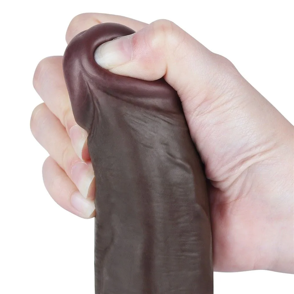 Lovetoy Sliding Skin Dual Layer Dong - Dildo, Czarny, 21.5 cm