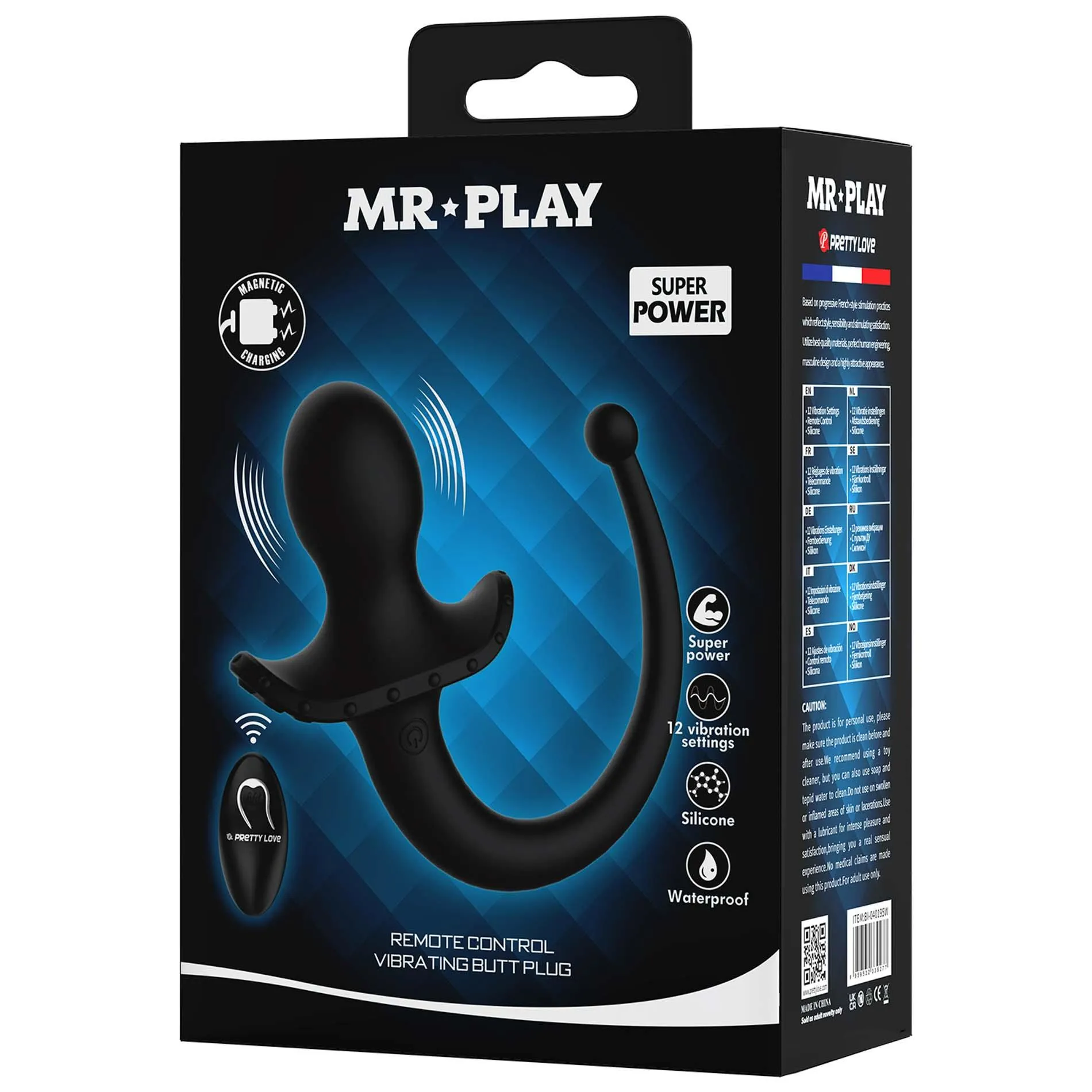 Mr. Play Remote Control - Korek analny, Czarny, 15 cm