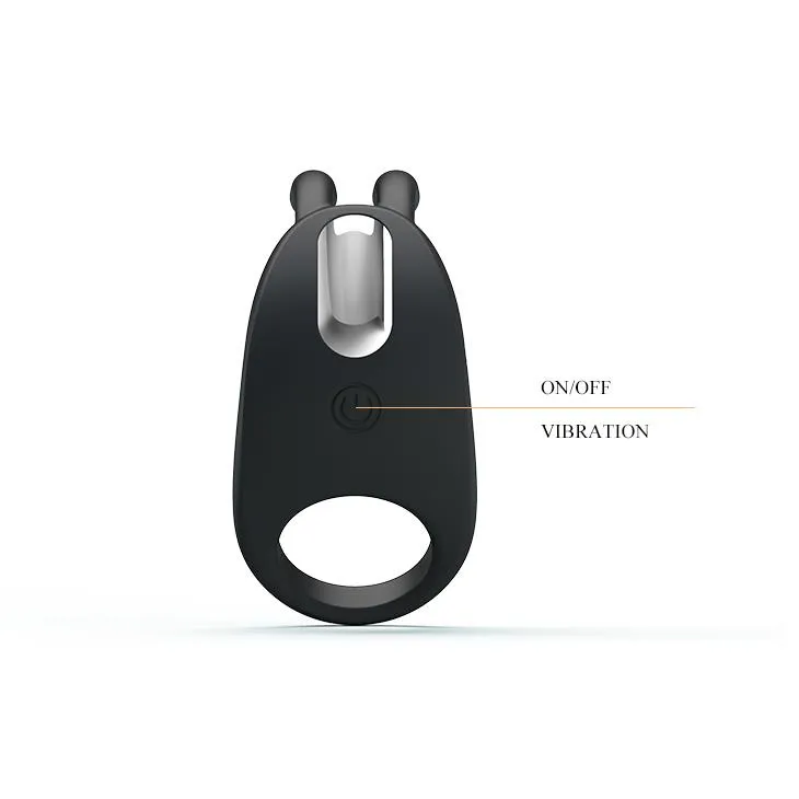 Pretty Love Rabbit Vibrator - Pierścień erekcyjny, Czarny, 7, 5 cm