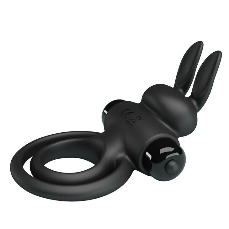 Виброкольцо Pretty Love Vibro Penis Ring Bunny III, 9,7 см (черный)