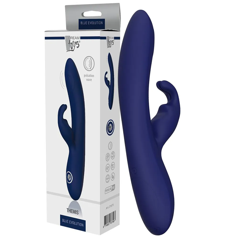 Dream Toys Blue Evolution Themis - Wibrator królik, Niebieski, 22 cm