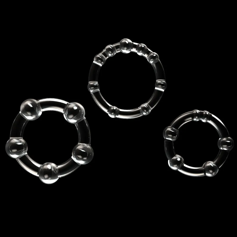 Набор эрекционных колец LoveToy Triple Beaded Ring Set, 3 шт (прозрачный)