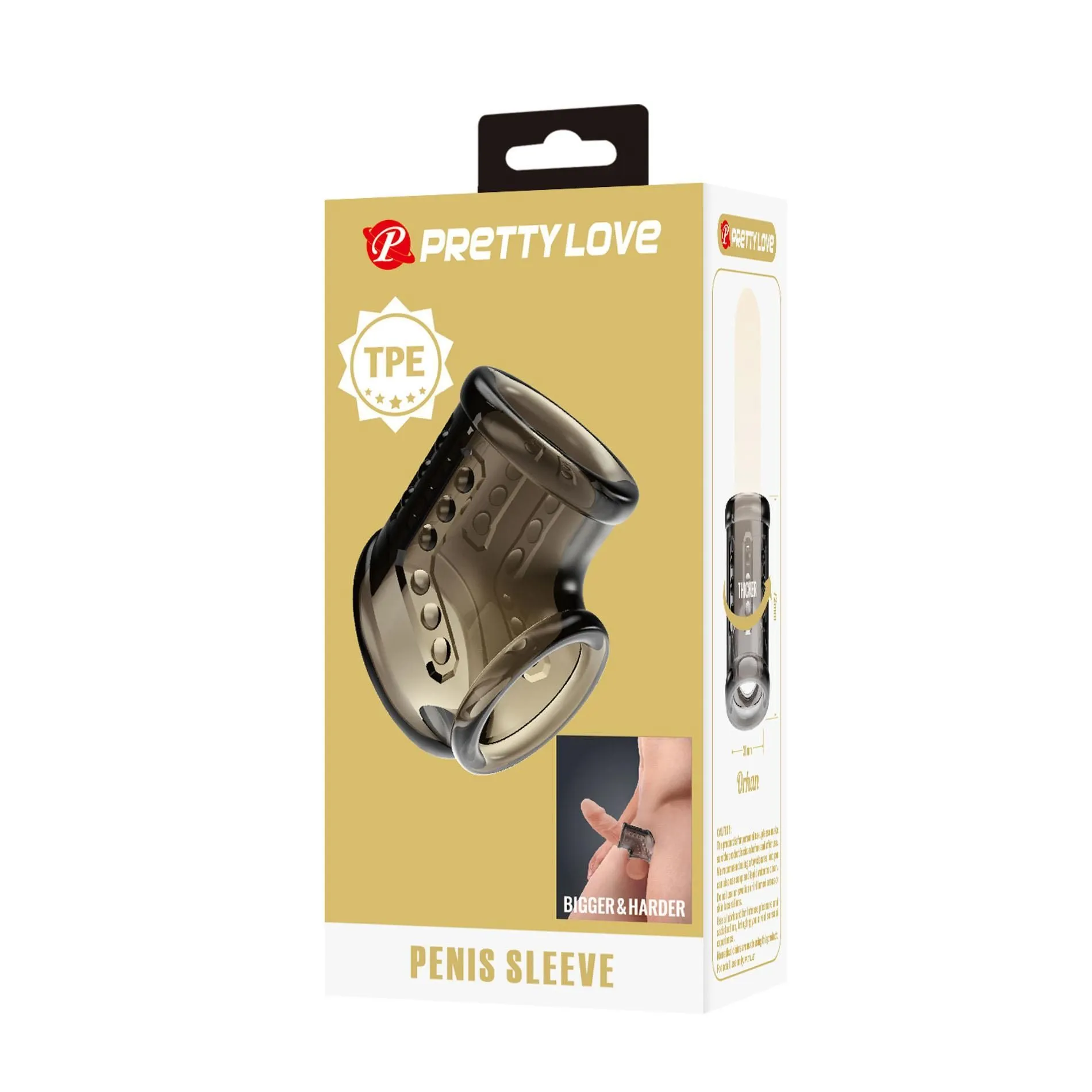 Насадка на пенис Pretty Love Penis Sleeve Smoke, 7.2 см (серый)