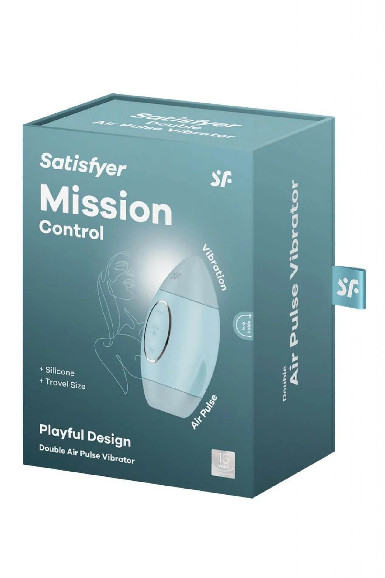 Вакуумный стимулятор клитора с вибрацией Satisfyer Mission Control (голубой)