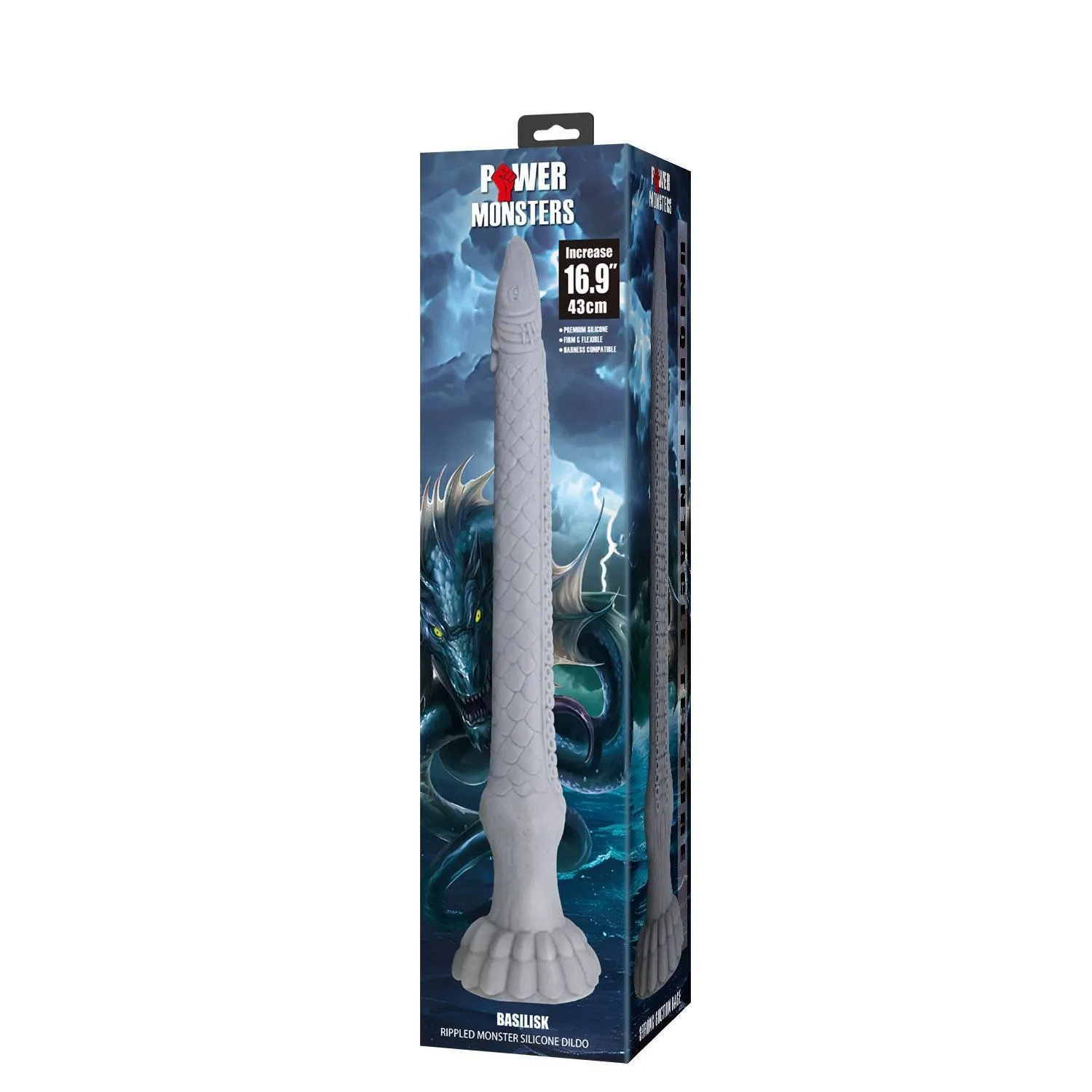 BAILE Power Monsters Basilisk - Dildo, Szary, 43 cm