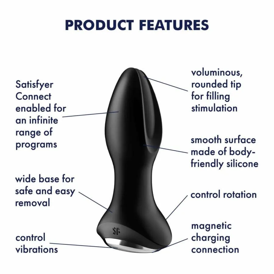 Анальная пробка Satisfyer Rotator Plug 2+, 12,8 см (черный)