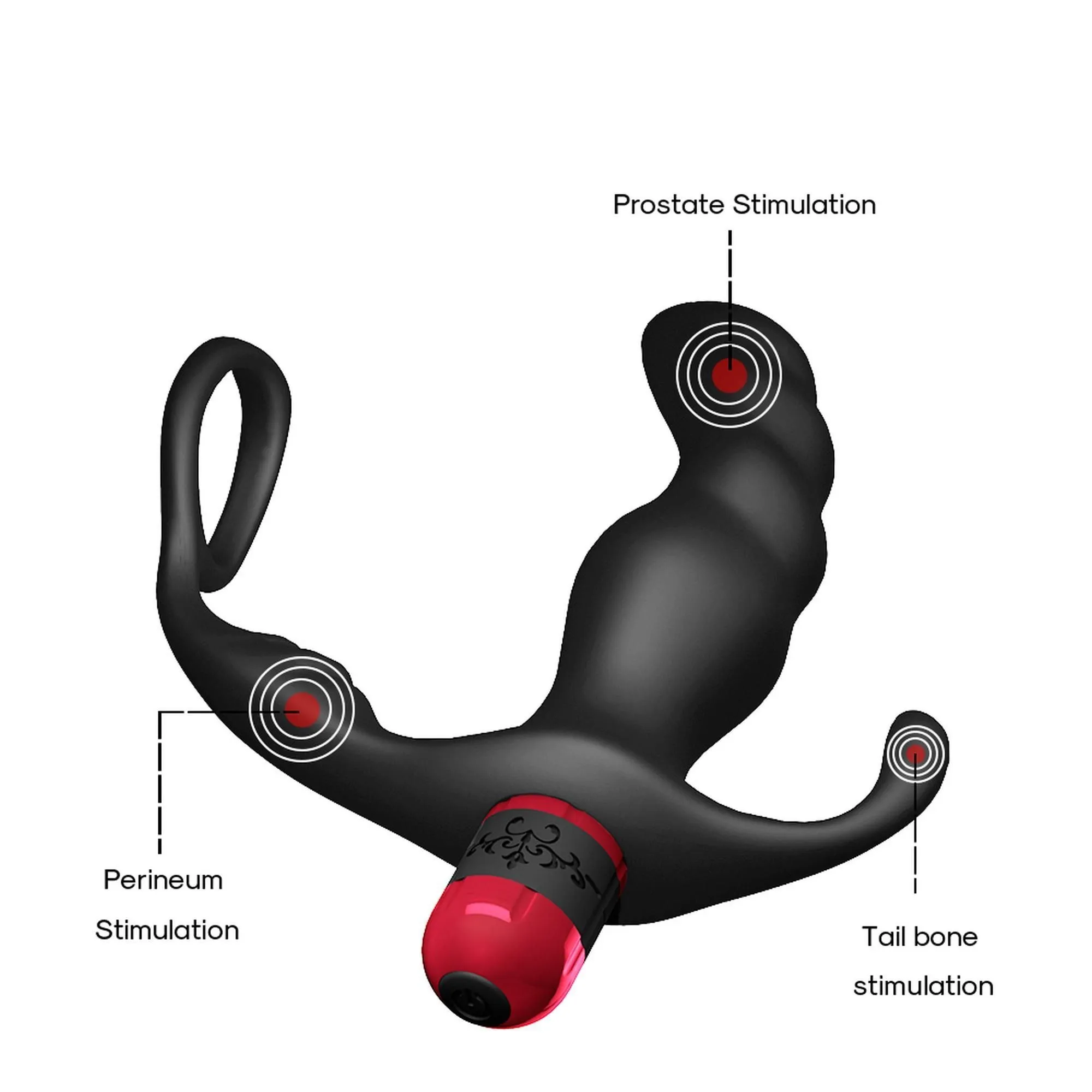 B - Series Joy Knight - Stymulator prostaty, Czarny, 12 cm