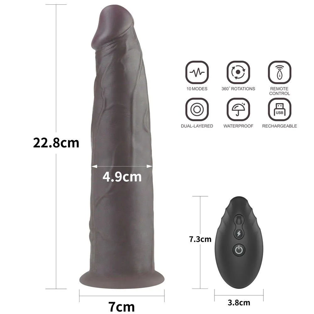 Lovetoy Dual Layered Silicone Rotator - Wibrator, Czarny, 23 cm