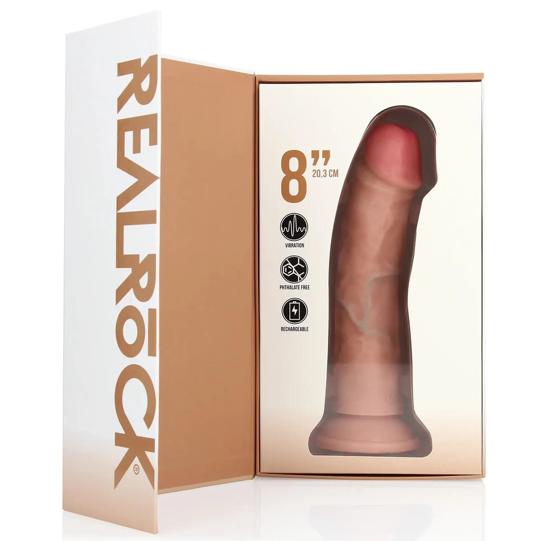 RealRock Regular Curved Cock - Wibrator, W kolorze cielistym, 20.5 cm