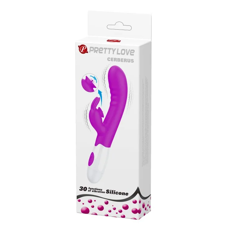 Pretty Love Cerberus Licking Vibrator - Wibrator królik, Fioletowy, 20, 6 cm