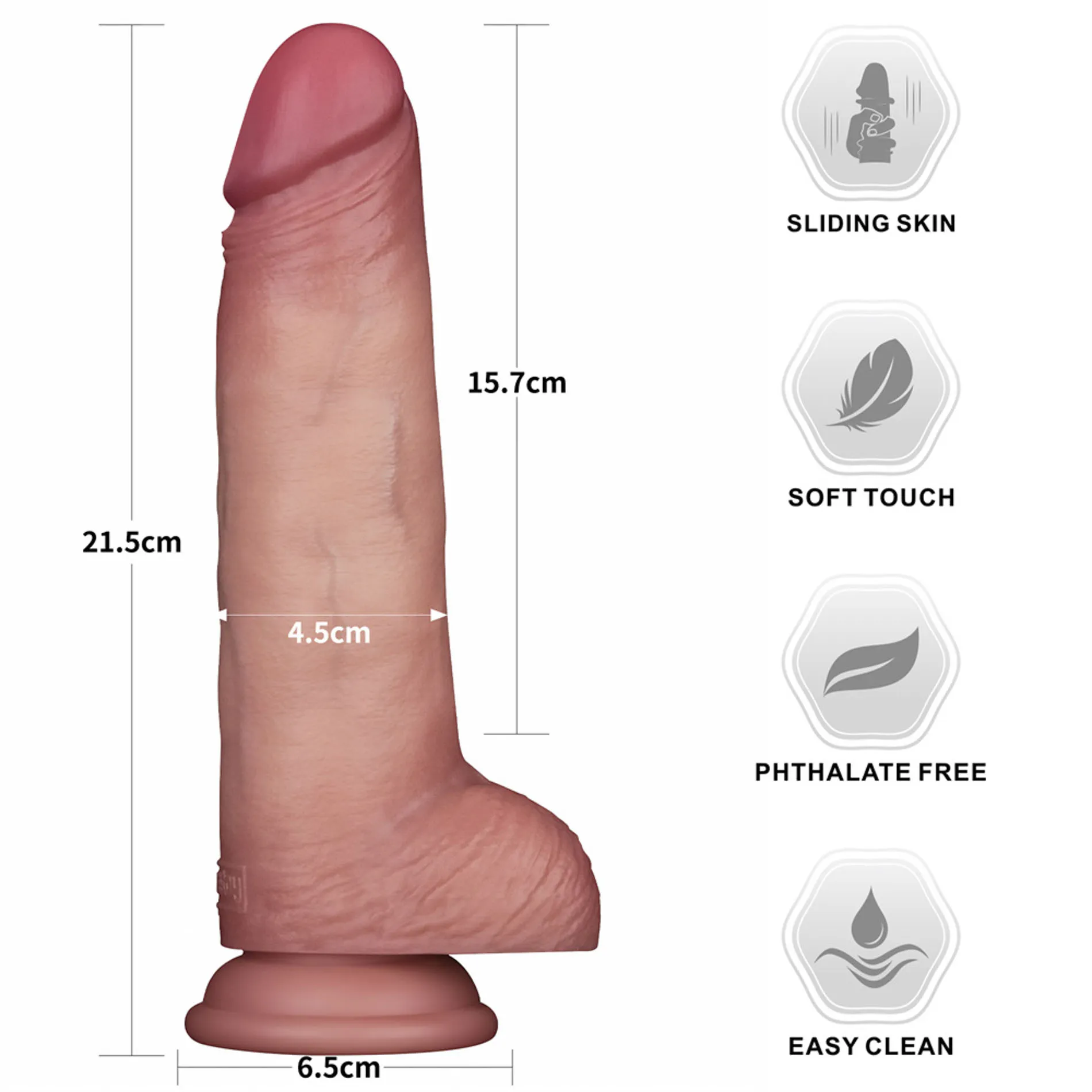 Фаллоимитатор Lovetoy Sliding Skin Pro II Dong 8.5'', 21.5 см (коричневый)