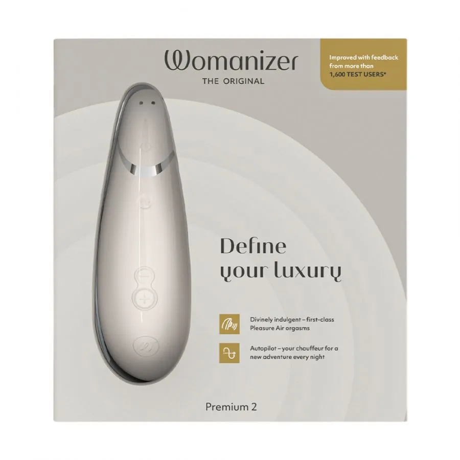 Womanizer Premium 2 - Bezdotykowy stymulator łechtaczki, Szary, 15, 5 cm