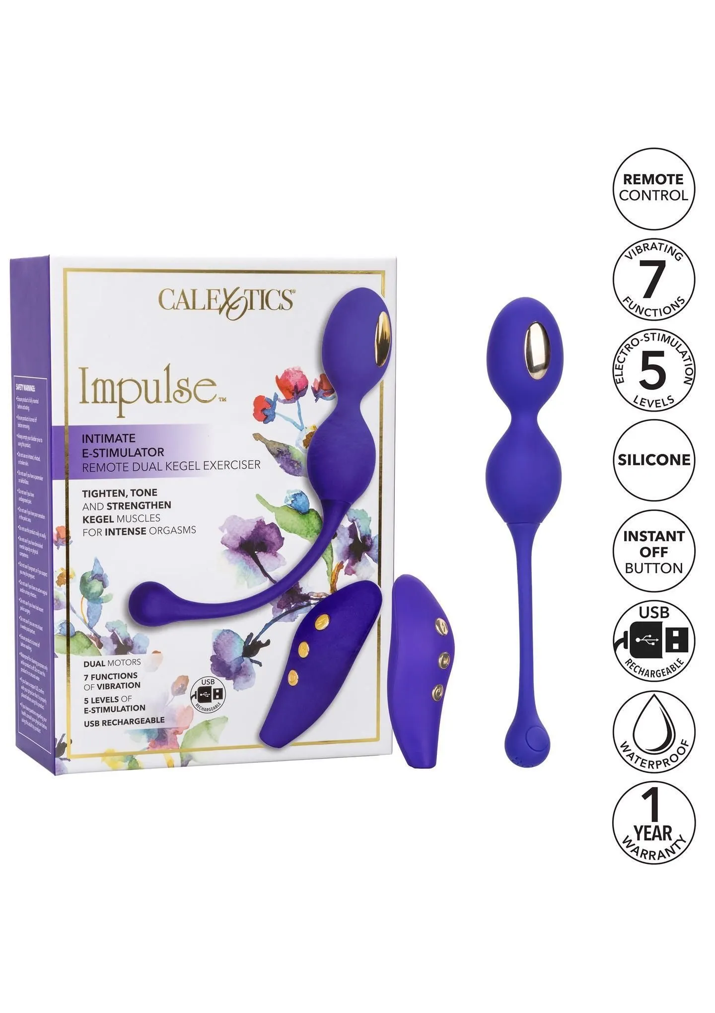 Вагінальні кульки CalExotics E-stim Dual Kegel Exerciser, 19,7 см (фіолетовий)