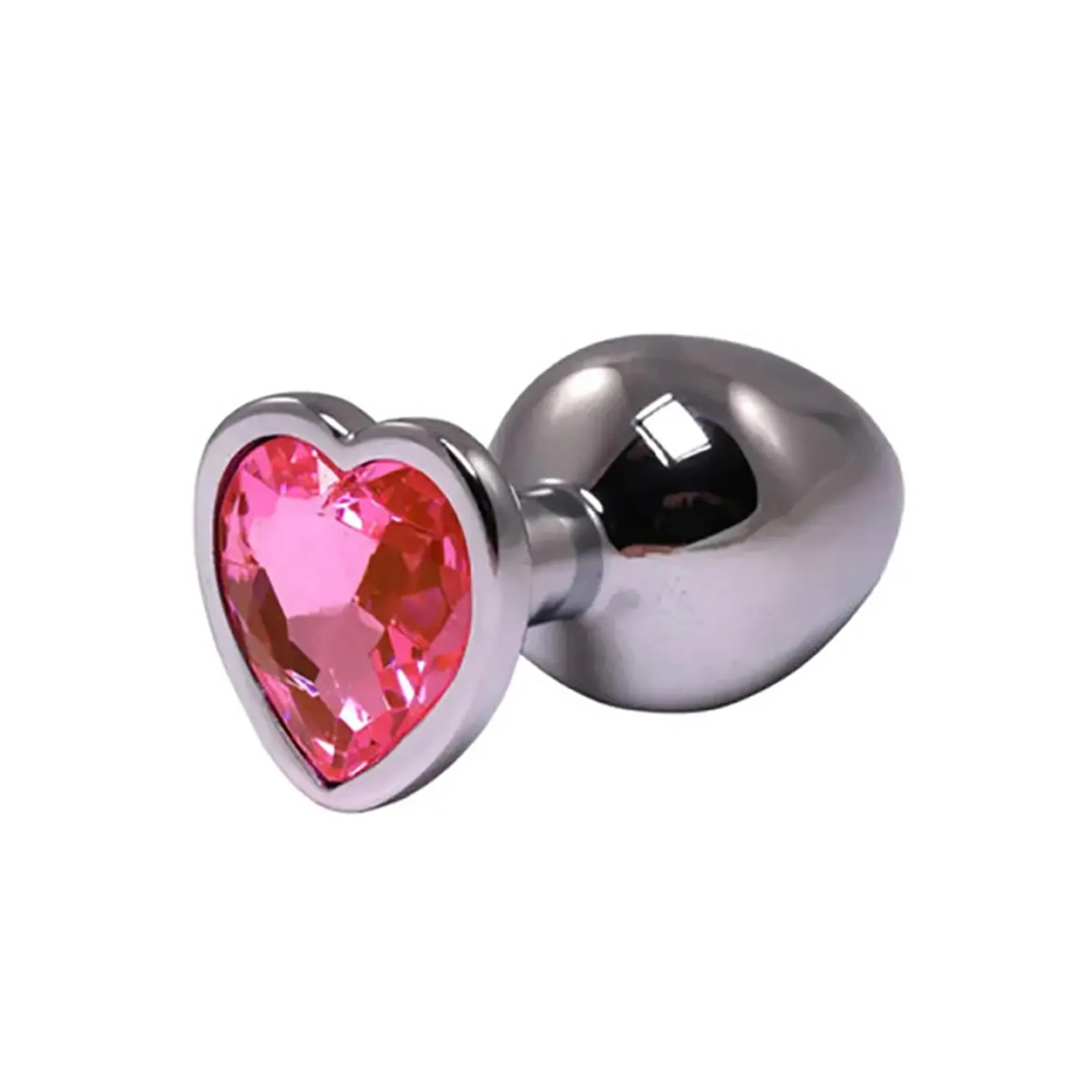 Анальная пробка Fantasy Silver Butt Plug Heart-Shaped M, 8 см (розовый)