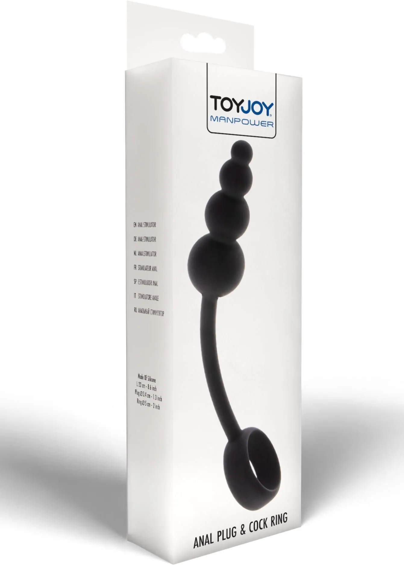 Анальная пробка с эрекционным кольцом ToyJoy Anal Plug & Penis Ring, 22 см (черный)