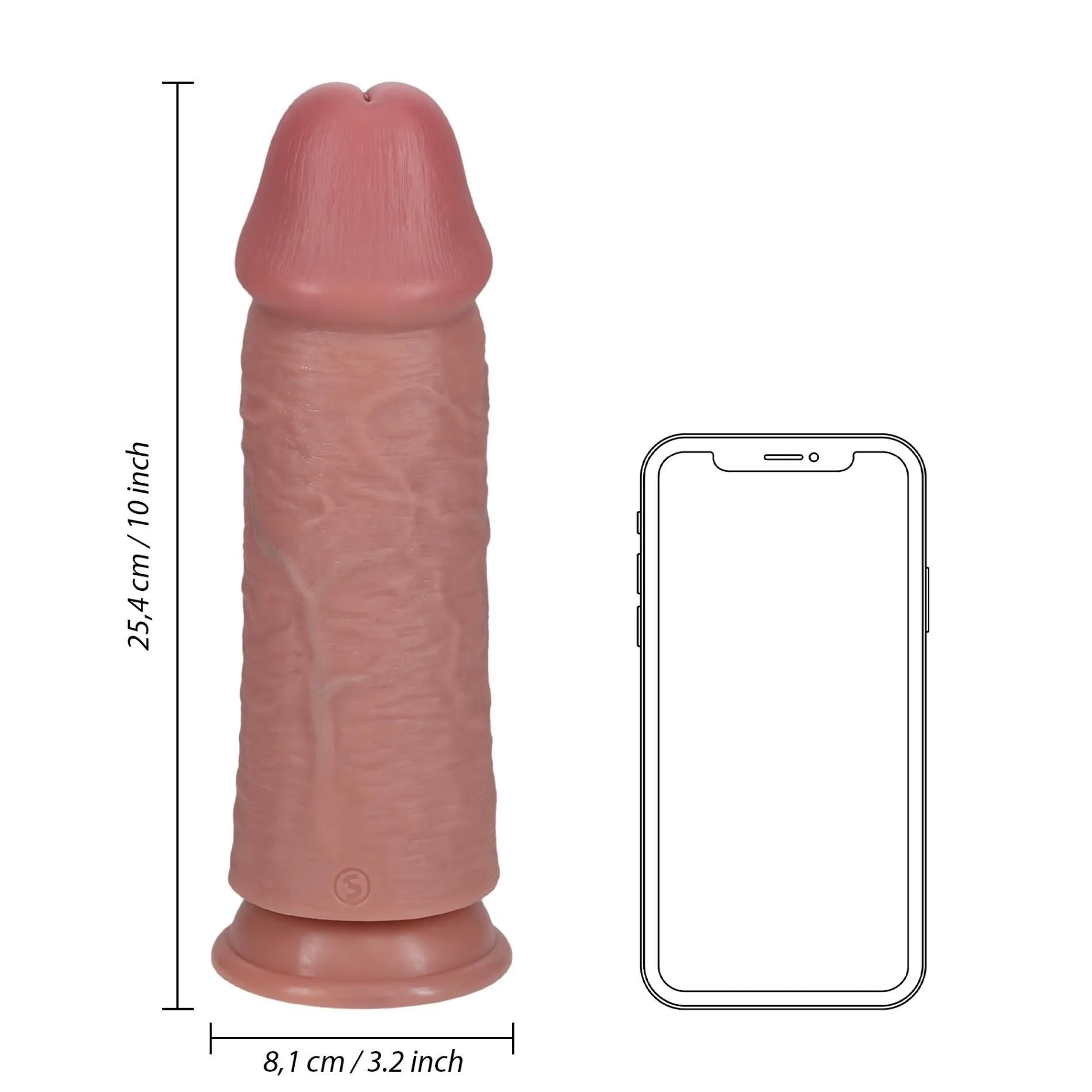 Фаллоимитатор RealRock Extra Thick No Balls 10", 25.4 см (телесный)