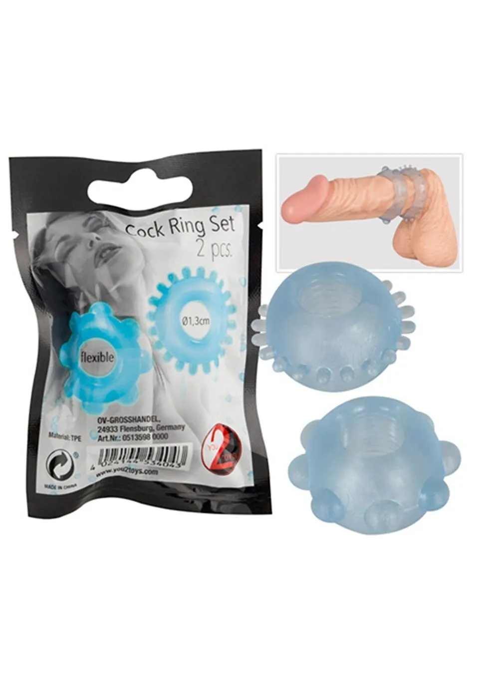 Набір ерекційних кілець для пеніса Cock Ring Set, 2 шт (блакитний)