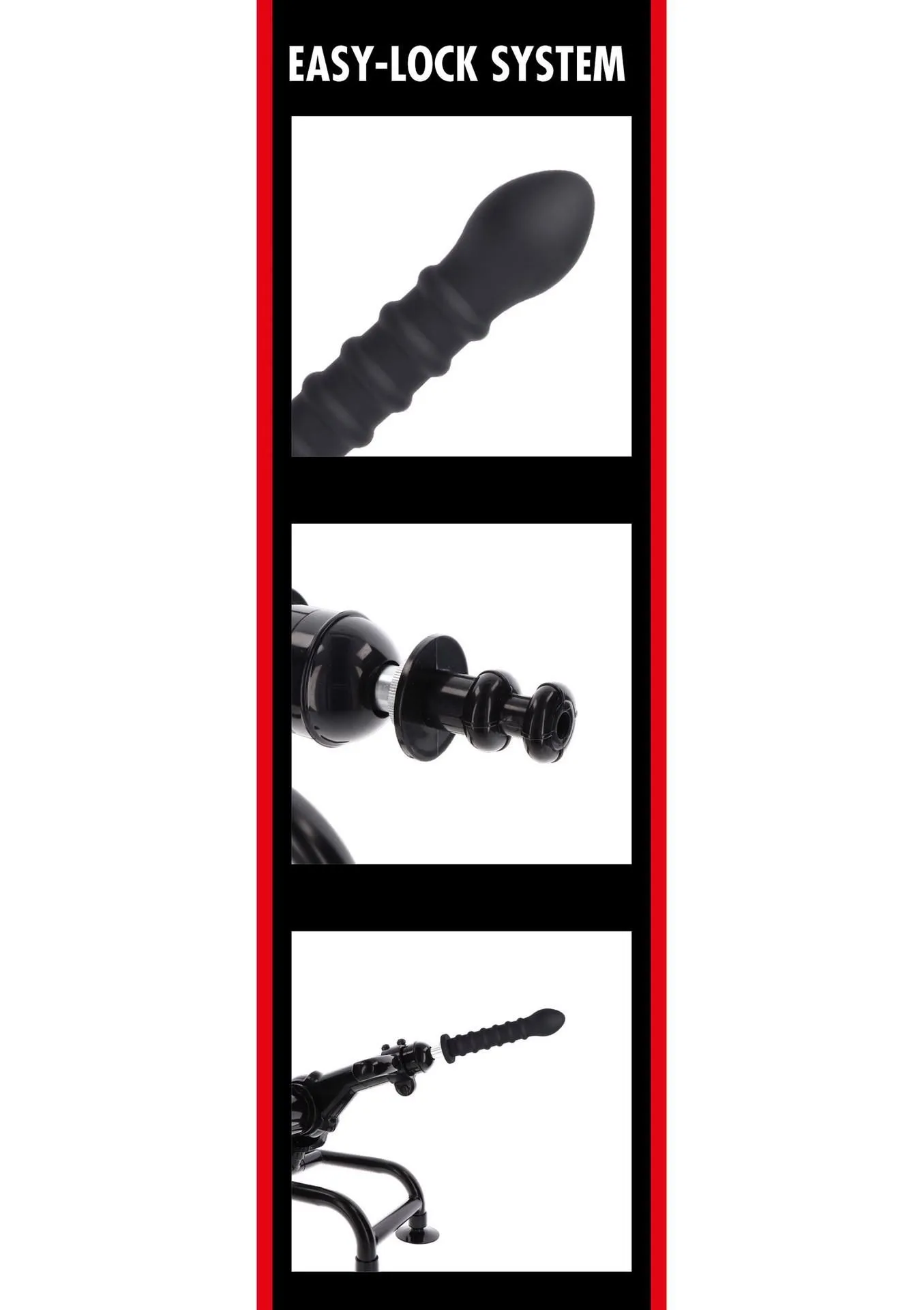 Hidden Desire Ribbed Dong Easy-Lock - Dildo, Czarny, 19 cm