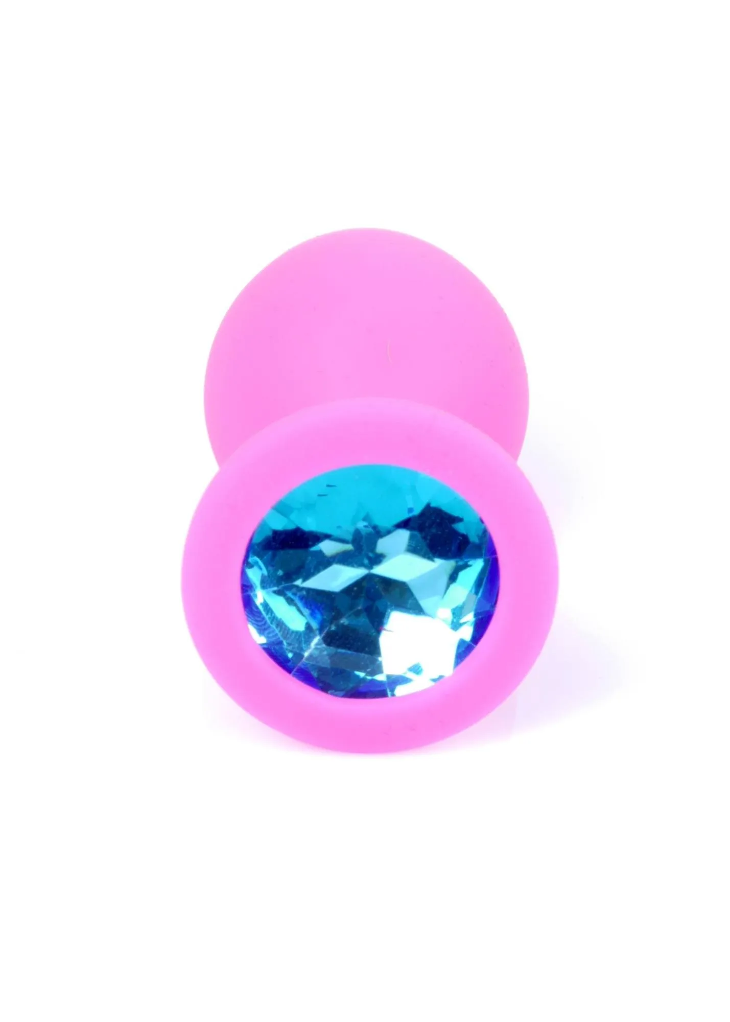Силиконовая анальная пробка с кристаллом Boss Silikon Jewellery, 8 см (голубой)