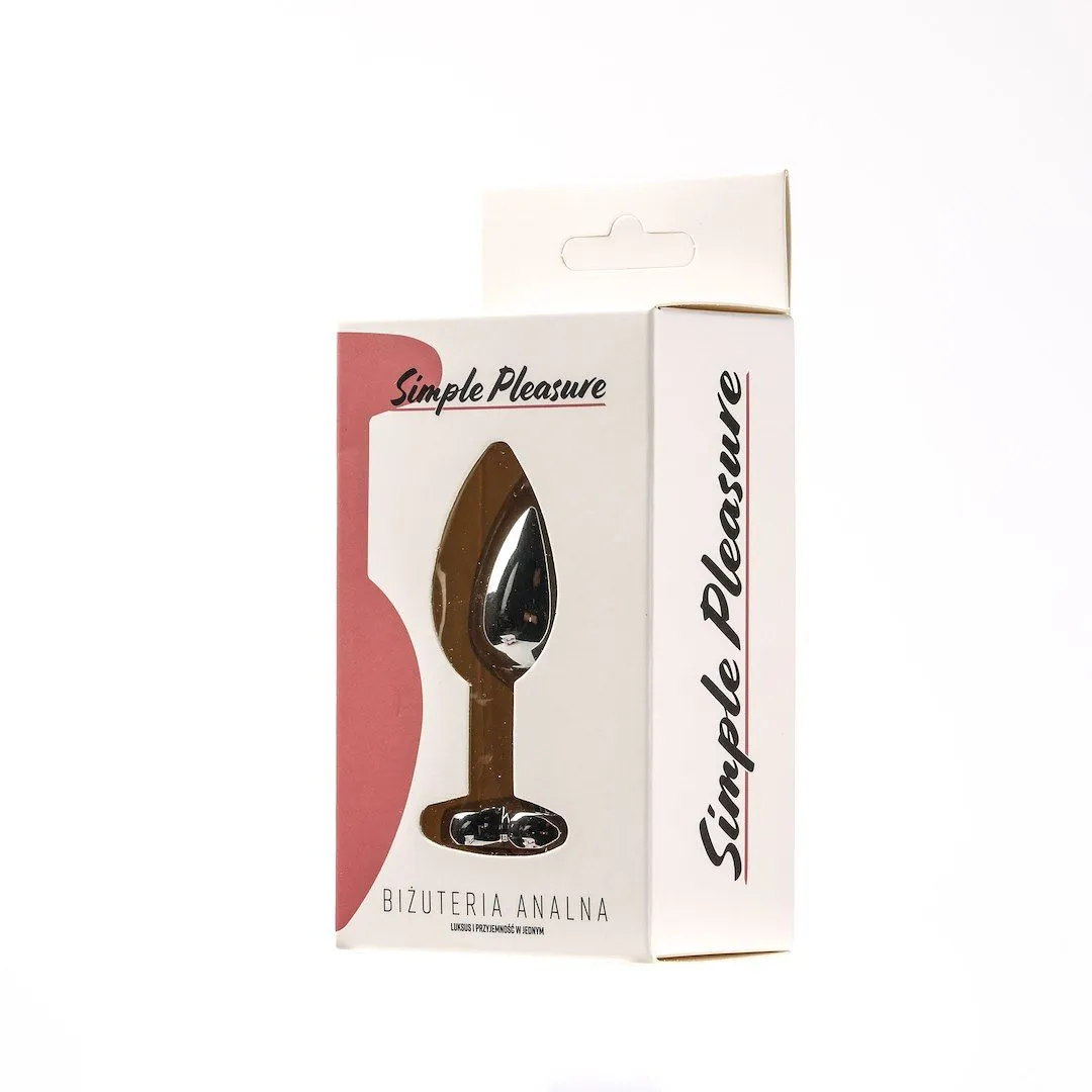 Simply Pleasure S - Korek analny z kryształkiem, Jasnoróżowy, 7 cm, S