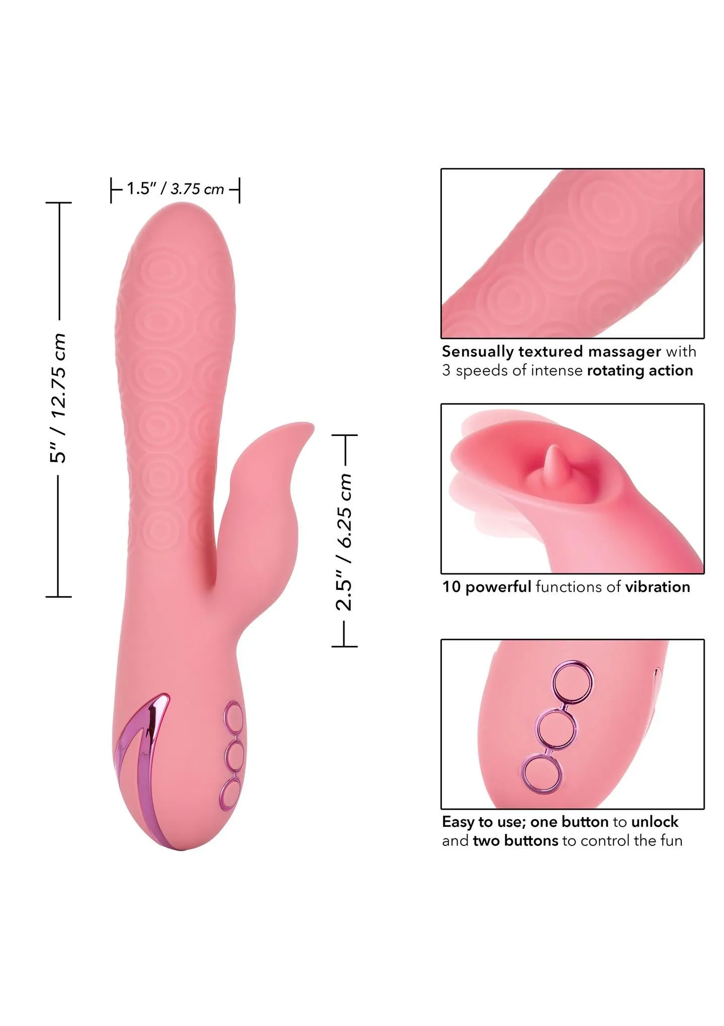 CalExotics Pasadena Player - Wibrator królik, Jasnoróżowy, 21.5 cm